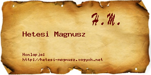 Hetesi Magnusz névjegykártya